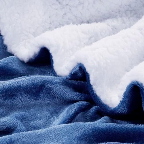 CHANDRAVATI Micromink Sherpa Blanket | Polyester Flannel Double Bed Blanket | Soft, Cozy & Comfortable Solid Plain Bedding for Winter & AC Use (Sky Blue, Double, 200 TC) - Image 3