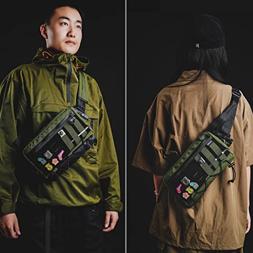 TACTICAL_GEEK Cache L3 EDC Sling Bag Chest, Lightweight Shoulder Daypack, 500D Nylon, Travel Hiking Concealed Carry,Crossbody Bag, Tactical Backpack, Hiking Ambidextrous Strap Green - Image 2
