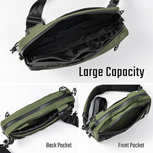 TACTICAL_GEEK Cache L3 EDC Sling Bag Chest, Lightweight Shoulder Daypack, 500D Nylon, Travel Hiking Concealed Carry,Crossbody Bag, Tactical Backpack, Hiking Ambidextrous Strap Green - Image 5