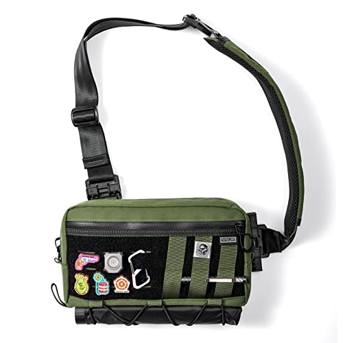 TACTICAL_GEEK Cache L3 EDC Sling Bag Chest, Lightweight Shoulder Daypack, 500D Nylon, Travel Hiking Concealed Carry,Crossbody Bag, Tactical Backpack, Hiking Ambidextrous Strap Green - Image 1