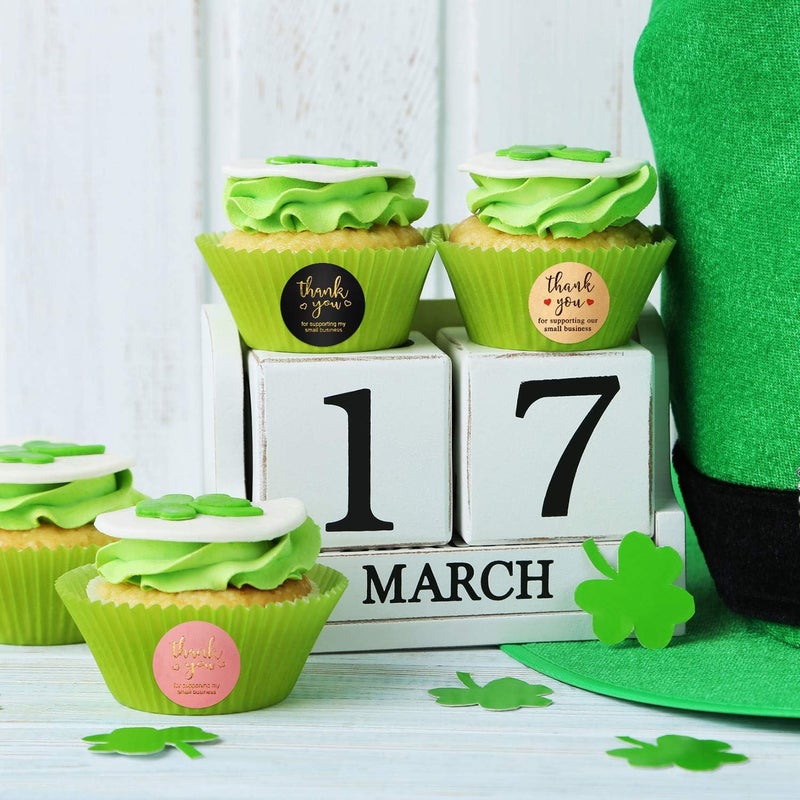 klarako 3 Rolls Thank You Stickers Labels Seals Thank You for Supporting My Small Business Stickers Roll, Round Kraft Stickers Thank You Purchase Stickers with Gold Foil (Pink Black Brown, 1 Inch) - Image 4