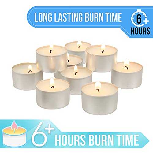 Stonebriar Unscented Long Burning White Tealight Candles, Bulk Pack, 6-7 Hour Burn Time, Smokeless Tealights for Parties, Weddings, Home, 50 Count - Image 5