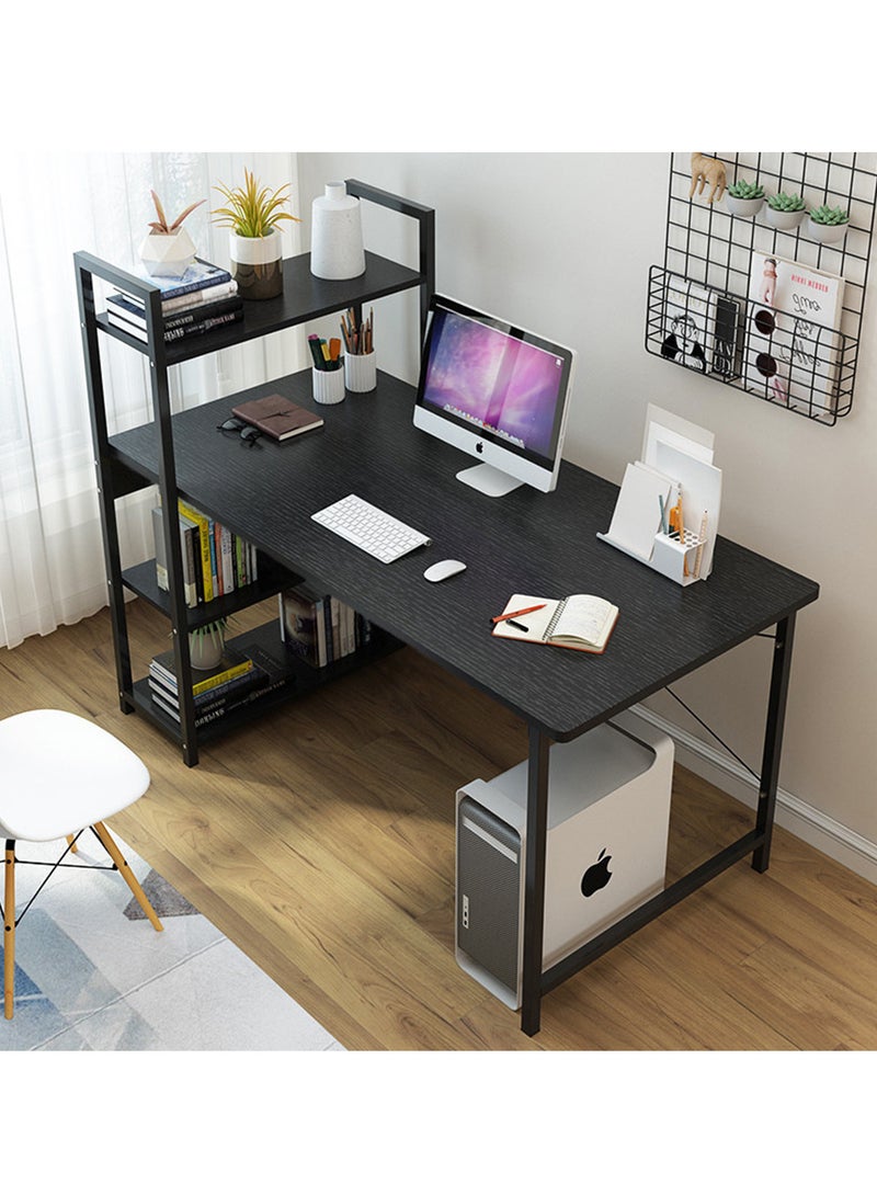 ZUIHAO 110*60cm Computer Desk with 4 Tier Shelves for Home Office Writing Study Table with Bookshelf Multipurpose Industrial Wood Desk Workstation with Metal Frame for PC Laptop - Image 1