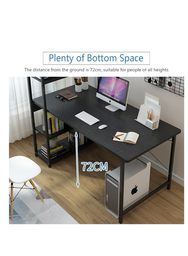 ZUIHAO 110*60cm Computer Desk with 4 Tier Shelves for Home Office Writing Study Table with Bookshelf Multipurpose Industrial Wood Desk Workstation with Metal Frame for PC Laptop - Image 5