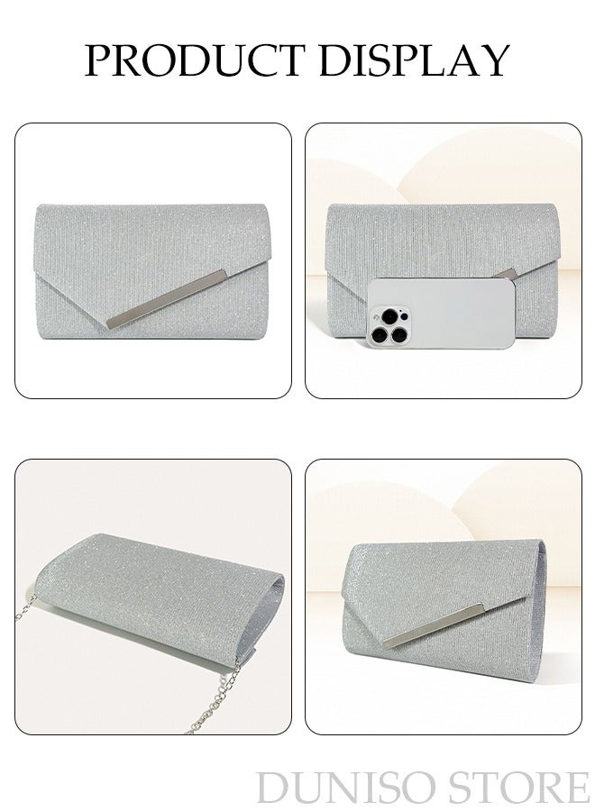 DUNISO Women Shiny Glitter Evening Clutch Crossbody Bag Envelope Handbag Chain Purse for Wedding Formal Cocktail Party - Image 3