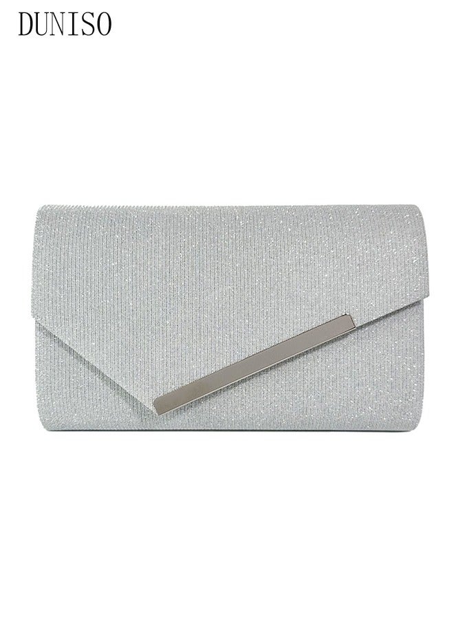 DUNISO Women Shiny Glitter Evening Clutch Crossbody Bag Envelope Handbag Chain Purse for Wedding Formal Cocktail Party - Image 2