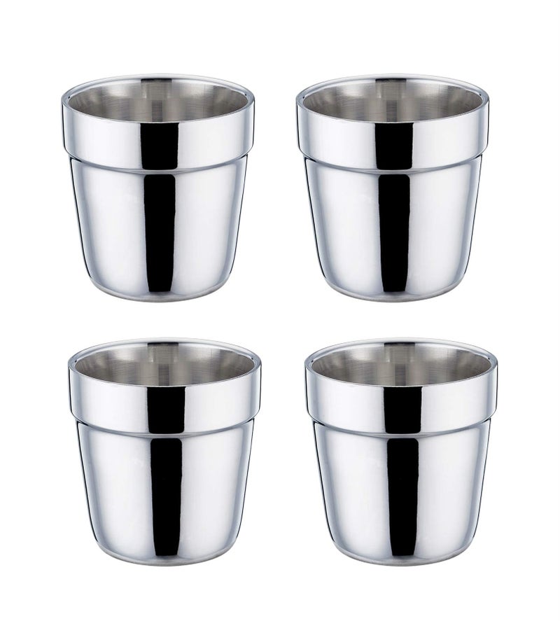 TeamFar TeamFar Coffee Cup Espresso Cup Mug Set of 4 Double Wall Stainless Steel Tea Cups Reusable  Stackable Mirror Finish  Dishwasher Safe  6 Ounce