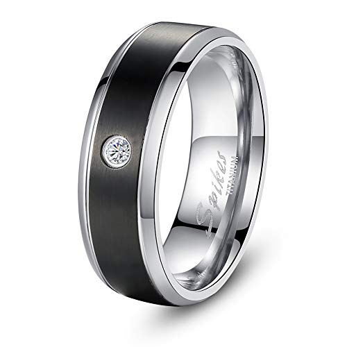 MABELLA His and Hers Wedding Ring Sets Couples Matching Rings Black Women's Stainless Steel Cubic Zirconia Engagement Ring Bridal Sets & Men's Titanium Wedding Band Women's Size 7 Men's Size 10 - Image 5