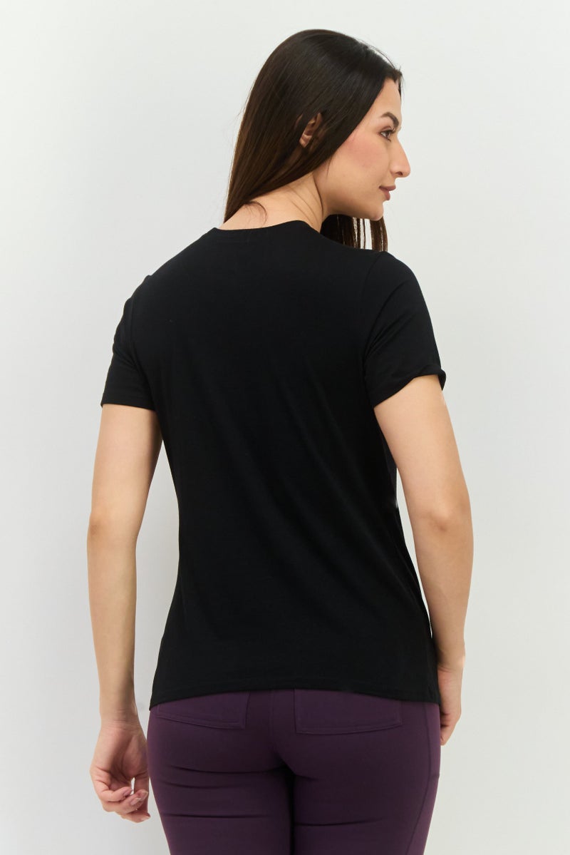 SKECHERS Women Sportswear Fit Short Sleeve Outdoor Top, Black Combo - Image 3