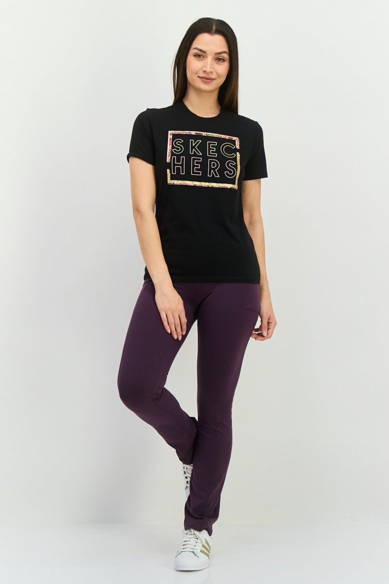 SKECHERS Women Sportswear Fit Short Sleeve Outdoor Top, Black Combo - Image 4