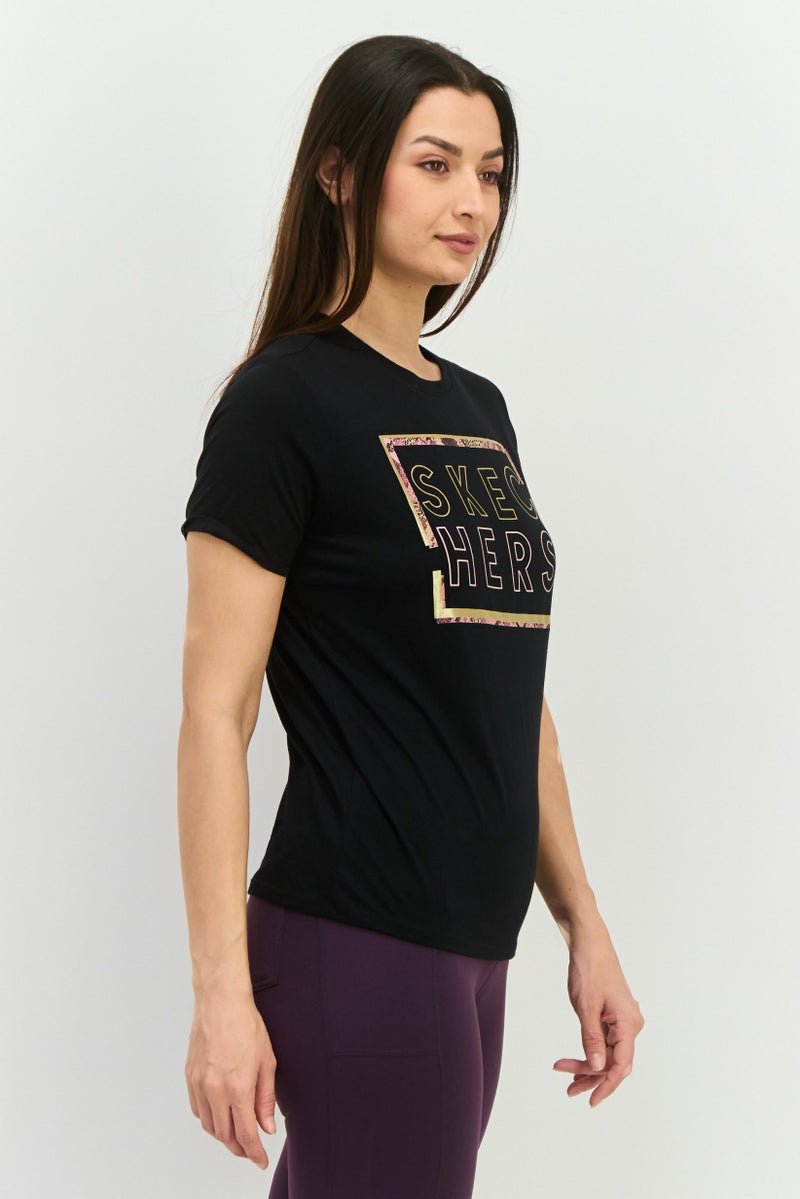 SKECHERS Women Sportswear Fit Short Sleeve Outdoor Top, Black Combo - Image 2