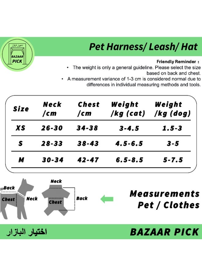 Blue Plaid Bunny Pet Harness Set with Leash, Chest Strap & Hat, Outfit for Cats & Dogs, Home & Outdoor Use, Size M - Image 4