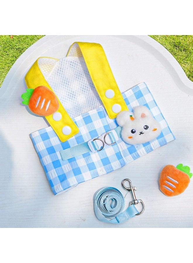 Pet Harness Set with Leash Chest Strap and Hat Cute Outfit for Cats and Dogs Home and Outdoor Wear Size M - Image 1