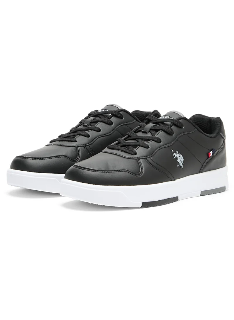 U.S. Polo Assn. Men's Black Low-Top Sneakers - Lightweight With White Sole , Comfortable Casual Shoes