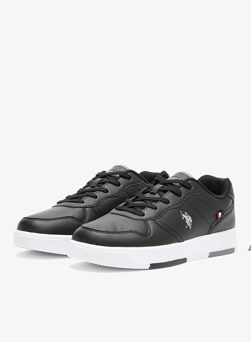 U.S. Polo Assn. Black Men's Black Low-Top Sneakers - Lightweight Shoes With White Sole , Comfortable Casual Shoes for Men | Best Price UAE