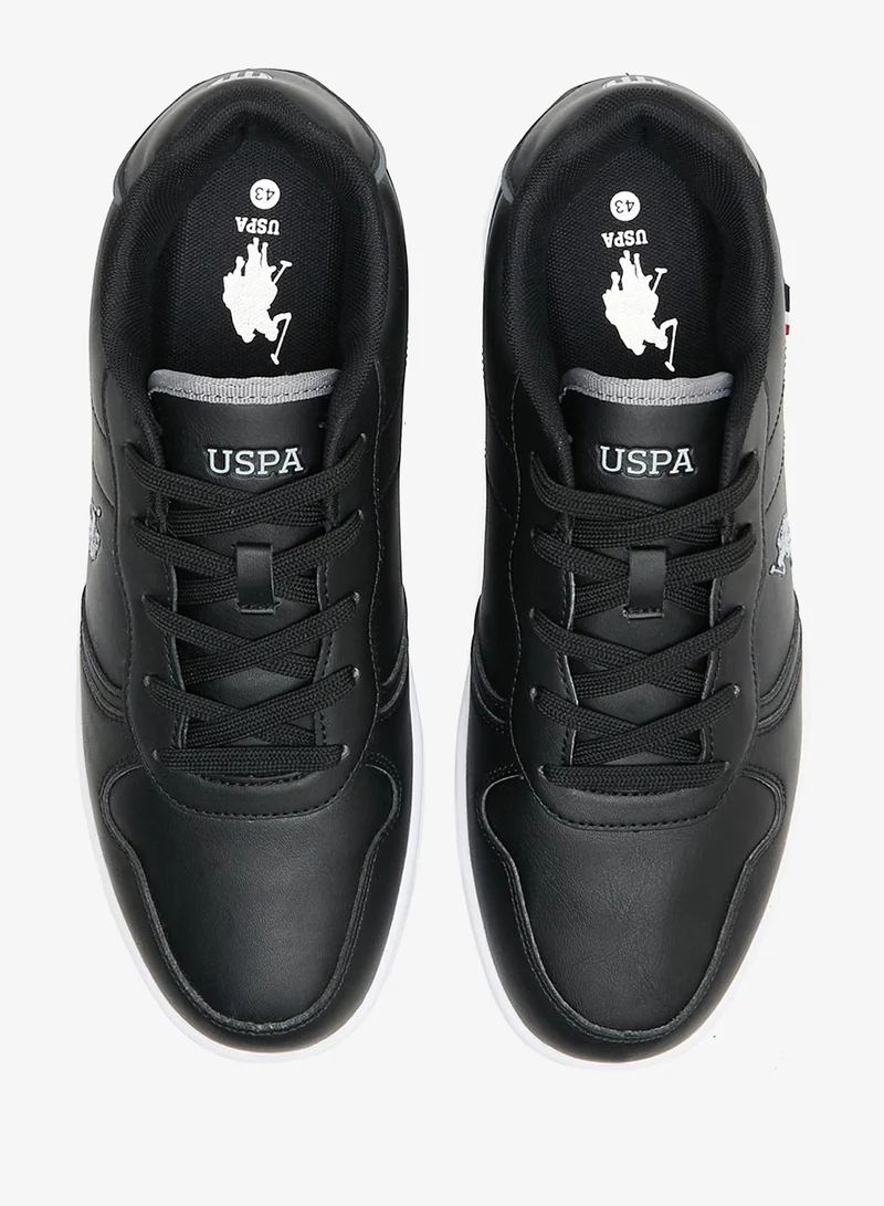 U.S. Polo Assn. Black Men's Black Low-Top Sneakers - Lightweight Shoes With White Sole , Comfortable Casual Shoes for Men | Best Price UAE