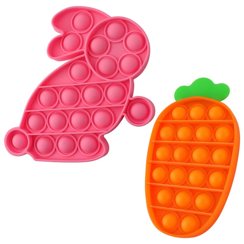 DEARIDAP 2 PCS Easter Bunny Fidgets, Bunny Carrot Sensory Fidgets, Stress Anxiety Relief Squeeze Fidget for Gifts, Goodie Bag Filler, Easter Party Favors - Image 1