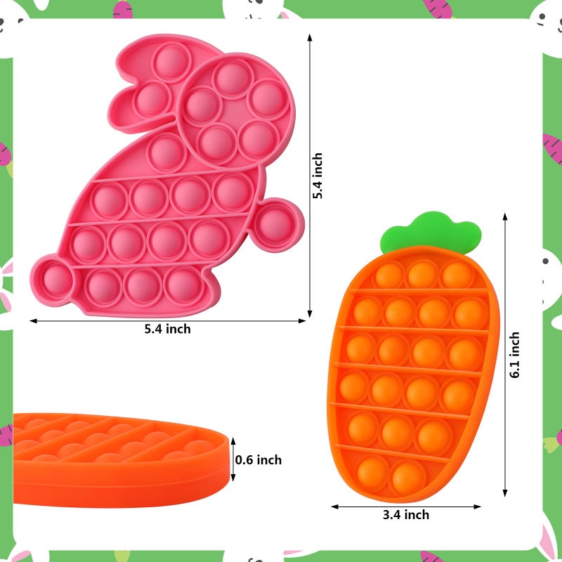 DEARIDAP 2 PCS Easter Bunny Fidgets, Bunny Carrot Sensory Fidgets, Stress Anxiety Relief Squeeze Fidget for Gifts, Goodie Bag Filler, Easter Party Favors - Image 2
