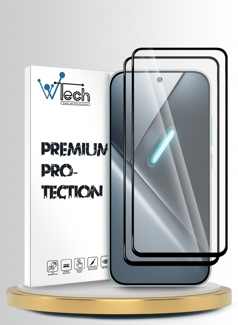 دبليو تيك [عبوة 2] واقي شاشة زجاج مقوى كامل الغراء والتغطية لهاتف Xiaomi Poco X8 Pro Max 5G 2026 سلسلة E2E الممتازة (MSGECN) - شفاف/أسود - Image 1