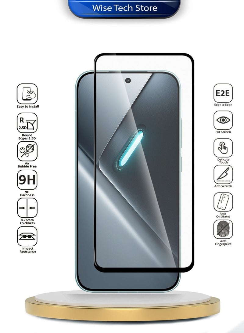 دبليو تيك [عبوة 2] واقي شاشة زجاج مقوى كامل الغراء والتغطية لهاتف Xiaomi Poco X8 Pro Max 5G 2026 سلسلة E2E الممتازة (MSGECN) - شفاف/أسود - Image 2