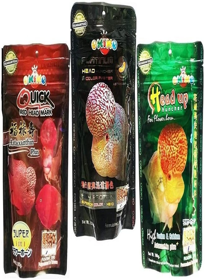 OKIKO Set of 3 Okiko M: Platinum, Head Up, Quick Red. 3.5oz (100gr) Each Bag (3 Formulas, Medium (2mm)) - Image 1