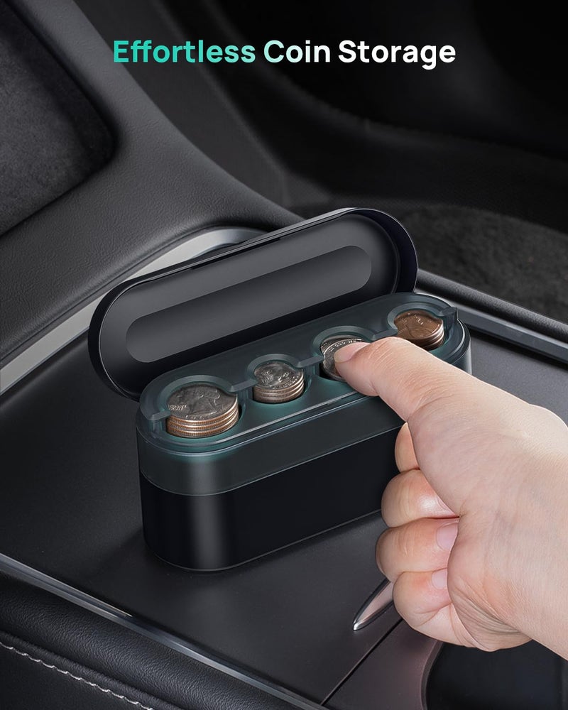 HALOBLK Larger-Capacity Coin Holder for Car Change Holder Organizer, Compatible with Most Car & Trucks, Black - Image 2