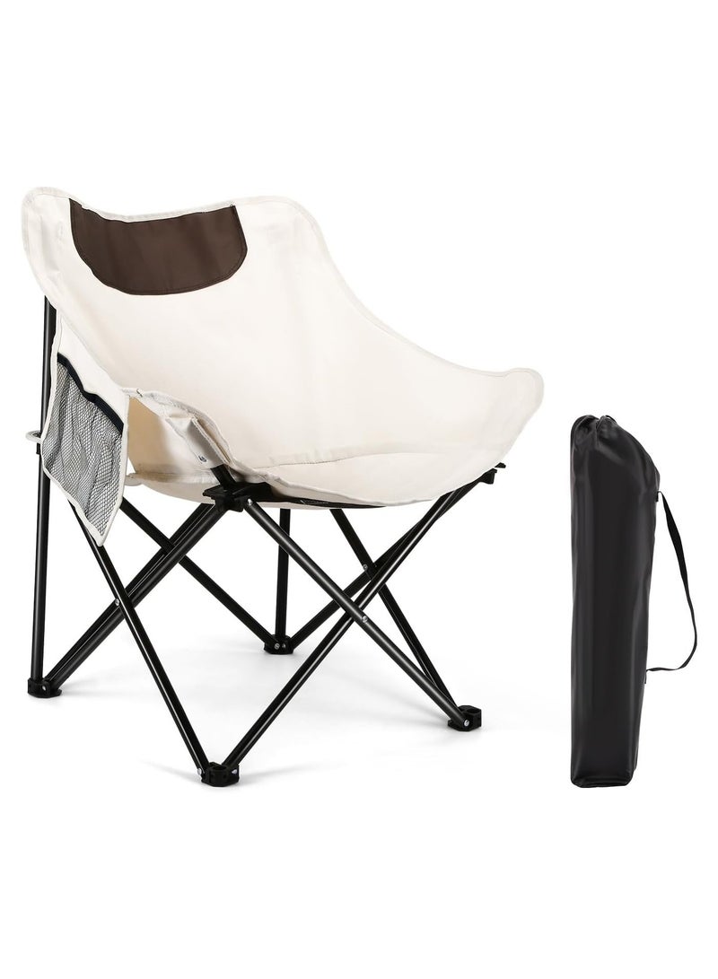 Generic Camping Chairs Folding Moon Chair Portable Lightweight Camping Chair With Side Pocket Foldable Backpacking Chair Ultra Durable For Outdoor Hiking Beach Travel With Carrying Bag - Image 1