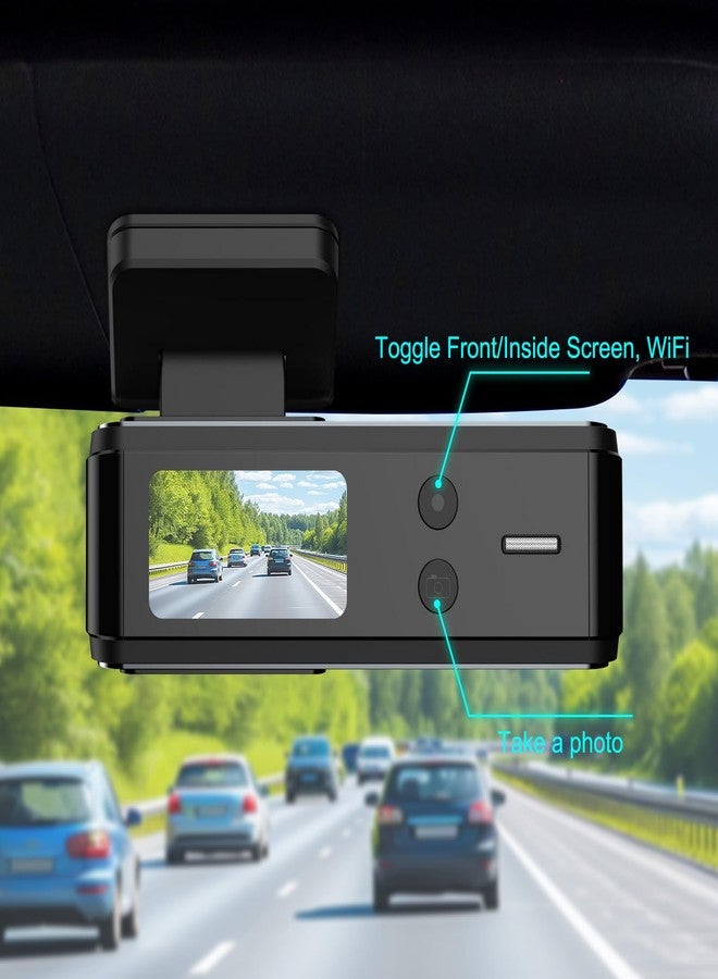 Aprilboy Dash Cam Front and Rear, 4K Dual Dash Camera for Cars with 64GB Card, 5.8GHz WiFi, 360° Swivel Rear Camera, App Control, WDR, G-Sensor, Night Vision, Loop Recording, Parking Mode - Image 3