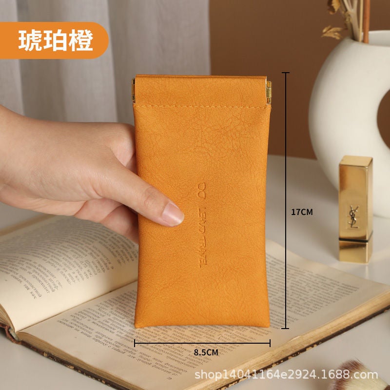Generic Chic Portable Glasses Pouch Auto-Close Orange