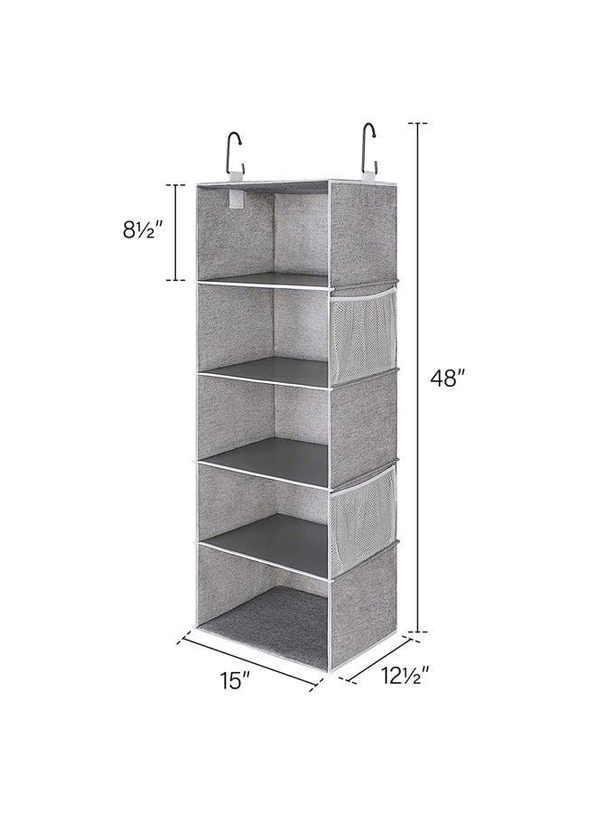 StorageWorks 5-Shelf Hanging Shelves for Closet, Clothes Organizers and Storage, 13" D x 15" W x 47 ¾" H, Gray - Image 2