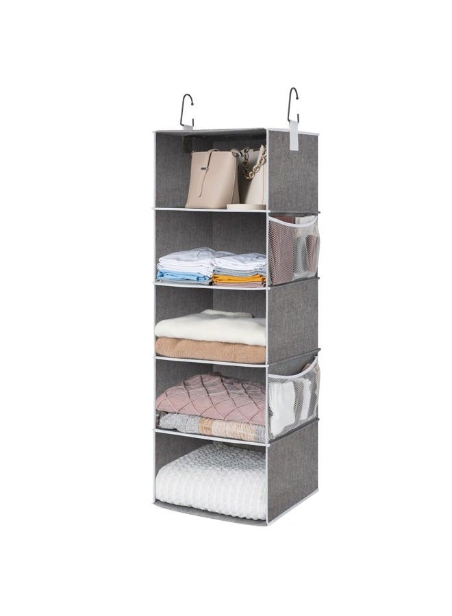 StorageWorks 5-Shelf Hanging Shelves for Closet, Clothes Organizers and Storage, 13" D x 15" W x 47 ¾" H, Gray - Image 1