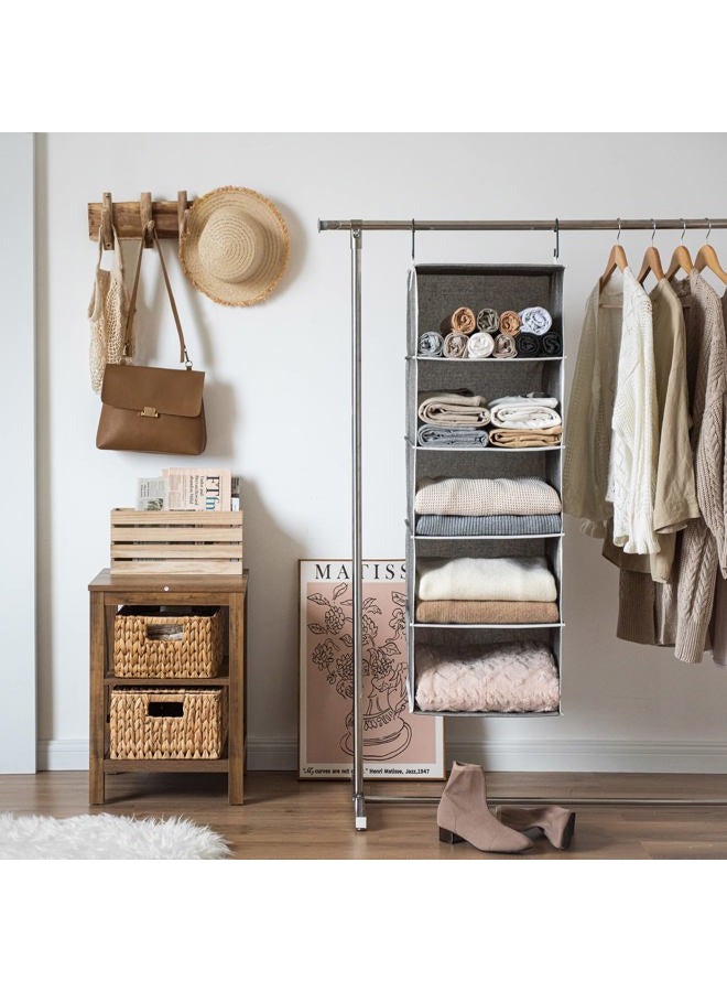 StorageWorks 5-Shelf Hanging Shelves for Closet, Clothes Organizers and Storage, 13" D x 15" W x 47 ¾" H, Gray - Image 5