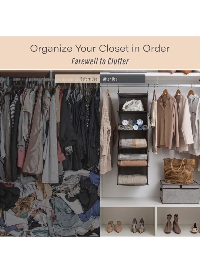 StorageWorks 5-Shelf Hanging Shelves for Closet, Clothes Organizers and Storage, 13" D x 15" W x 47 ¾" H, Gray - Image 4