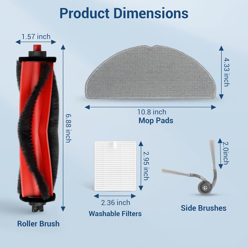 BUXEBUX 22Pcs Replacement Parts Accessories for Roborock Q7 M5/ M5+ Series Robot Vacuum Kit, 2 Main Brush, 6 Hepa Filter, 6 Mop Pads, 6 Side Brush, 1 Screwdriver, 1 Clean Tool - Image 3