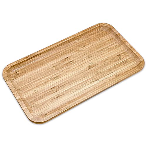Bamboo Bam&Boo Bamboo Serving Tray Natural Minimalist Rectangular (13.6” x 7.8" x 0.8") Coffee, Tea, Food, Drinks, Storage, Decor for Home, Kitchen, Bathroom - Image 1