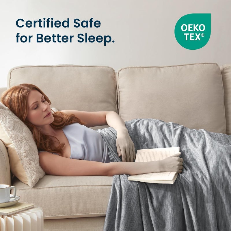SLEEP ZONE بطانية تبريد من نانوتكس من سلسلة للأشخاص الذين يعانون من الحرارة أثناء النوم، بطانية ذات وجهين للاستخدام على الأريكة أو أثناء السفر/في الهواء الطلق، بطانية صيفية خفيفة الوزن وقابلة للتنفس وباردة للغاية (لون رمادي داكن، مقاس 50''x70'') - Image 5