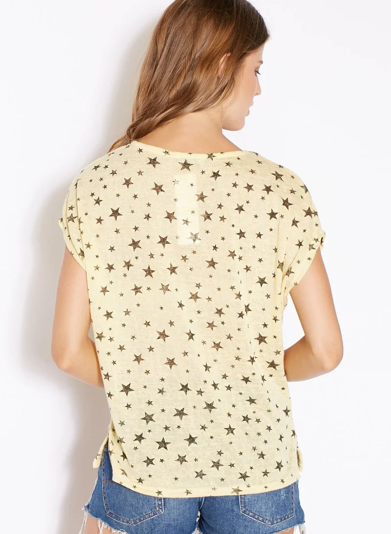 Ginger Star Printed Roll Sleeve T-Shirt