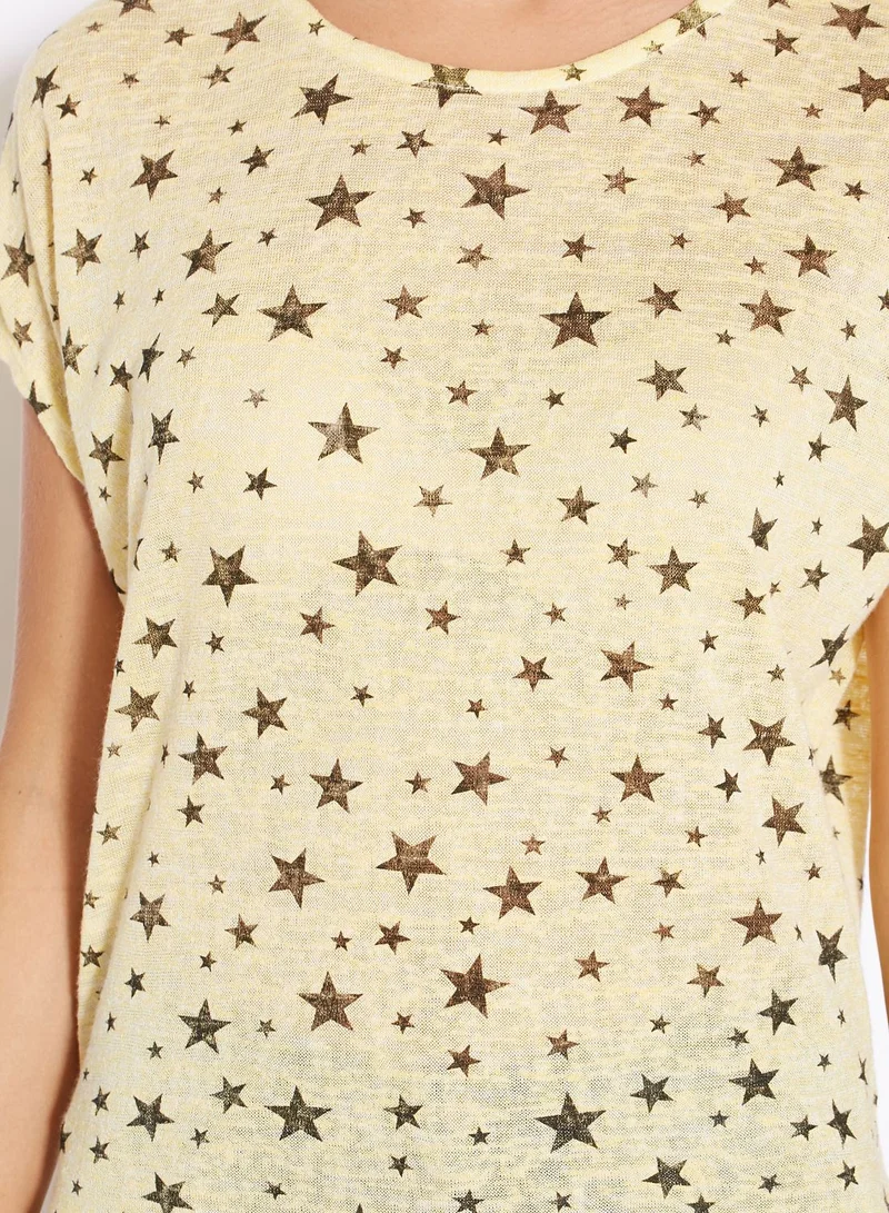 Ginger Star Printed Roll Sleeve T-Shirt