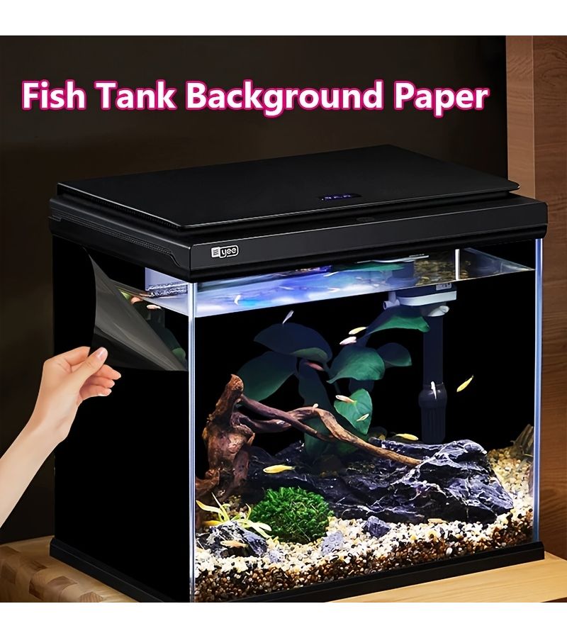 Black Fish Tank Stickers 55x120cm Static Cling Aquarium Background Film - Image 1