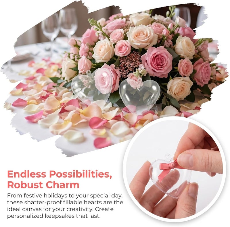 LUOEM 10pcs Clear Plastic Acrylic Fillable Hearts Shape Box DIY Craft Hanging Ornament for Wedding Engagement Anniversary Party Decor - Image 4