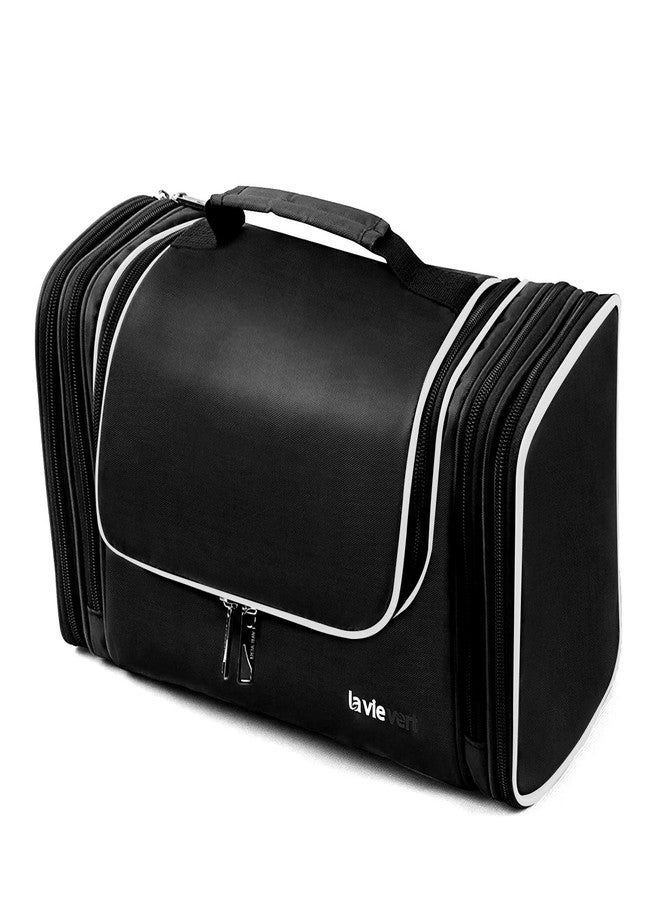 LAVIEVERT Toiletry Bag/Makeup Organizer/Cosmetic Bag/Portable Travel Kit Organizer/Household Storage Pack/Bathroom Storage with Hanging for Business, Vacation, Household - Black - Image 2