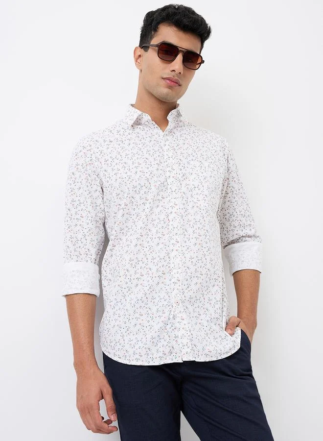 Raymond White Men White All-Over Print Slim Fit Shirt for Men | Best Price UAE