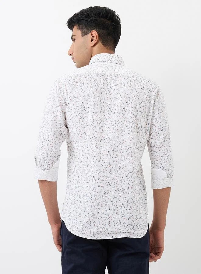Raymond White Men White All-Over Print Slim Fit Shirt for Men | Best Price UAE