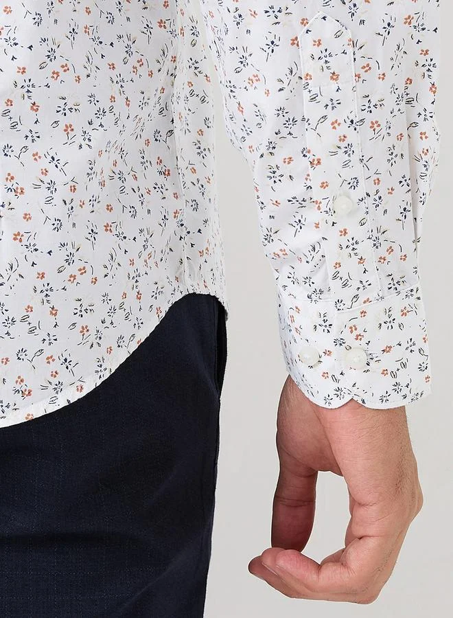 Raymond White Men White All-Over Print Slim Fit Shirt for Men | Best Price UAE