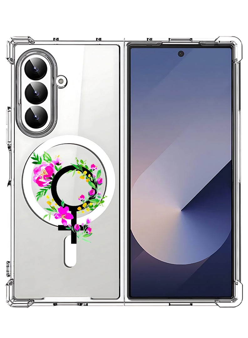 Theodor Magnetic Case for Samsung Galaxy Z Fold 7 Compatible with MagSafe Wireless Charging, Shockproof Phone Bumper Cover womens day floral - Image 1