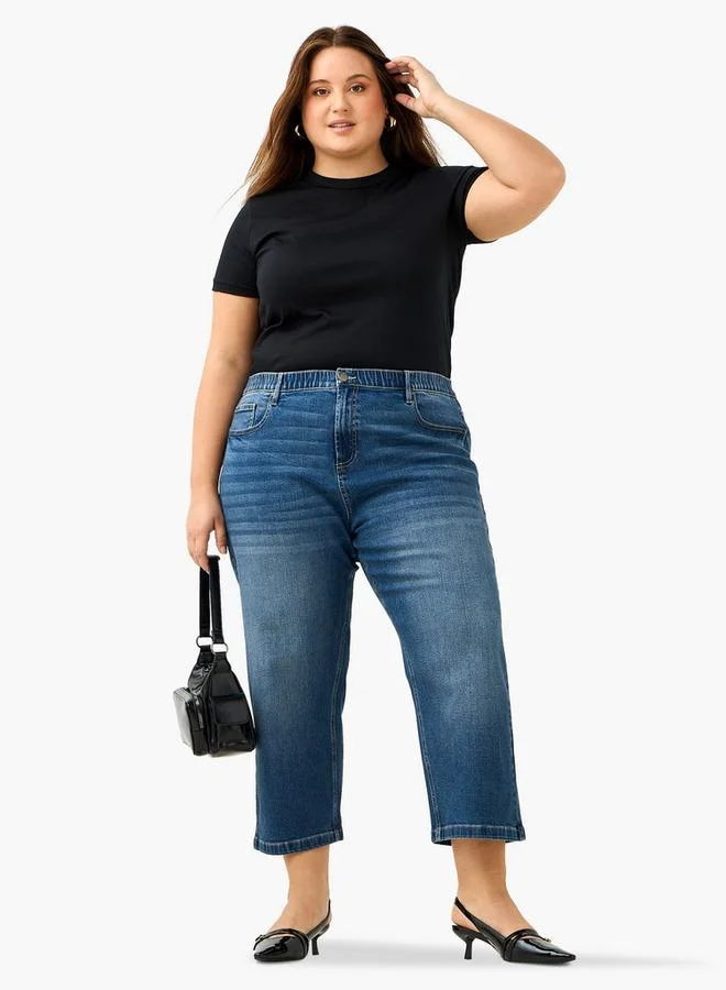 Ulla Popken Plus Size Ulla Popken Cropped Jeans