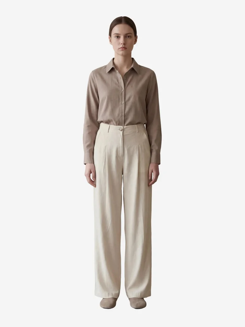 ماي فاشن MY FASHION Comfort Pleated Straight Leg Trousers