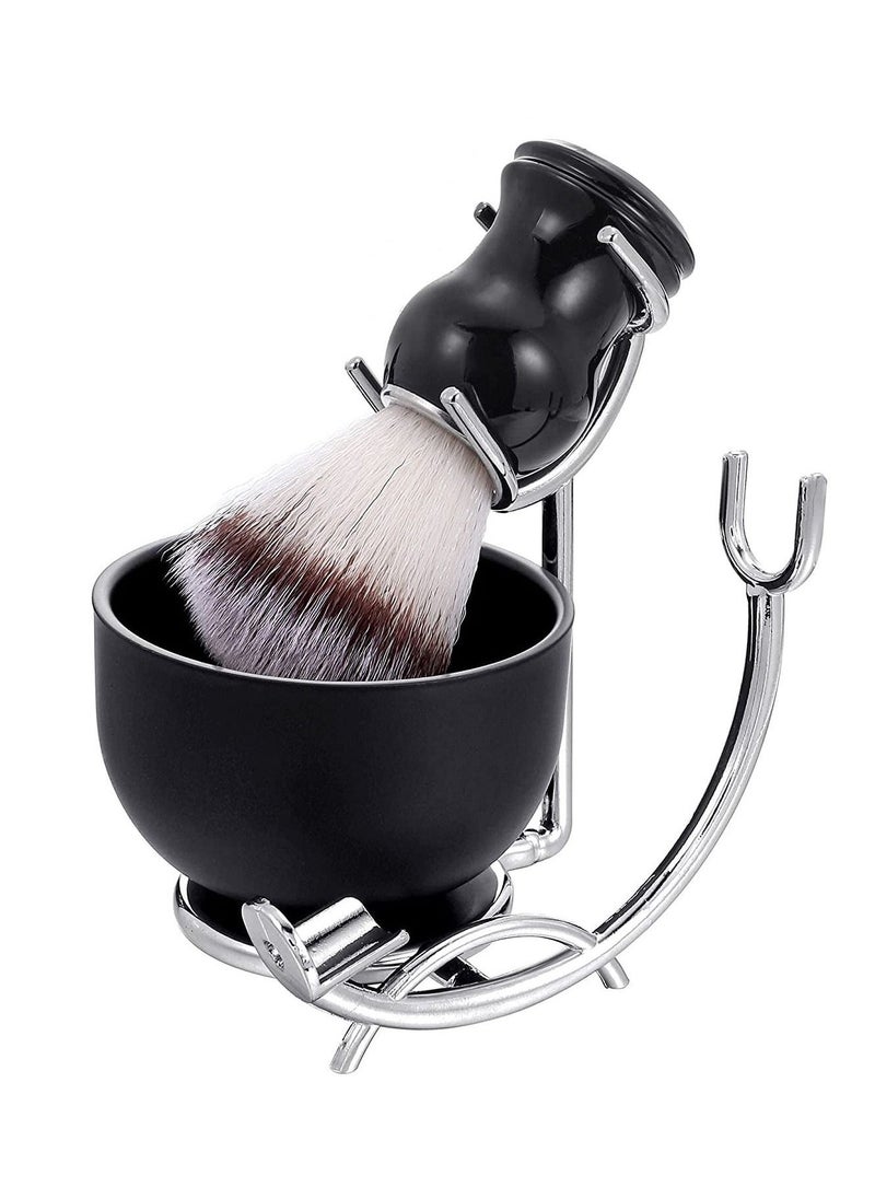 Shaving Brush and Bowl Kit for Men, 3-IN-1 Wet Shave Brushes Set with Stainless Steel Large-Capacity 3.23'' Shaving Cup Mug,Safety Razor Stand Holder Birthday Fathers Day from Daughter - Image 1