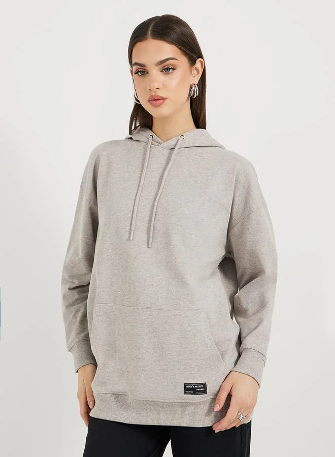 Styli Oversized Longline Dropped Shoulder Hoodie with Back Print