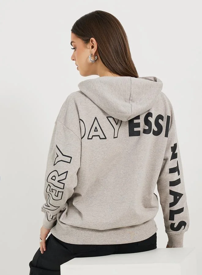 Styli Oversized Longline Sweatshirt with Dropped Shoulder